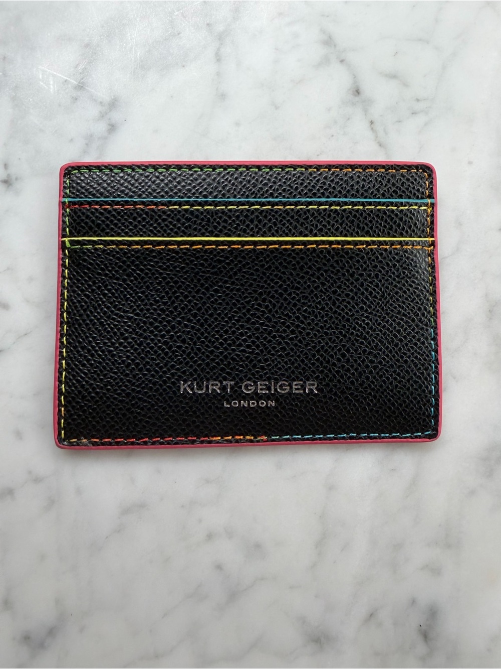 Kurt Geiger London Richmond Card Wallet Black Multicolored Trim & Stitching NWOT
